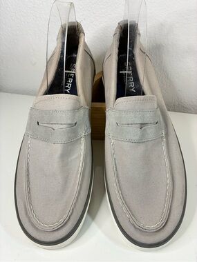 Sperry Men’s Light Gray Canvas Penny Boat Shoes